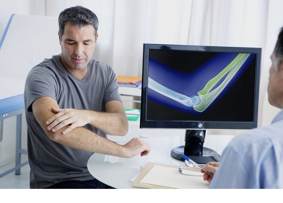 Arthrosis of the elbow joint in image x -ray
